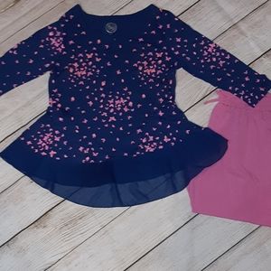 🛒Blue & Pink Butterfly Skirted 🦋 Shirt Size 14
